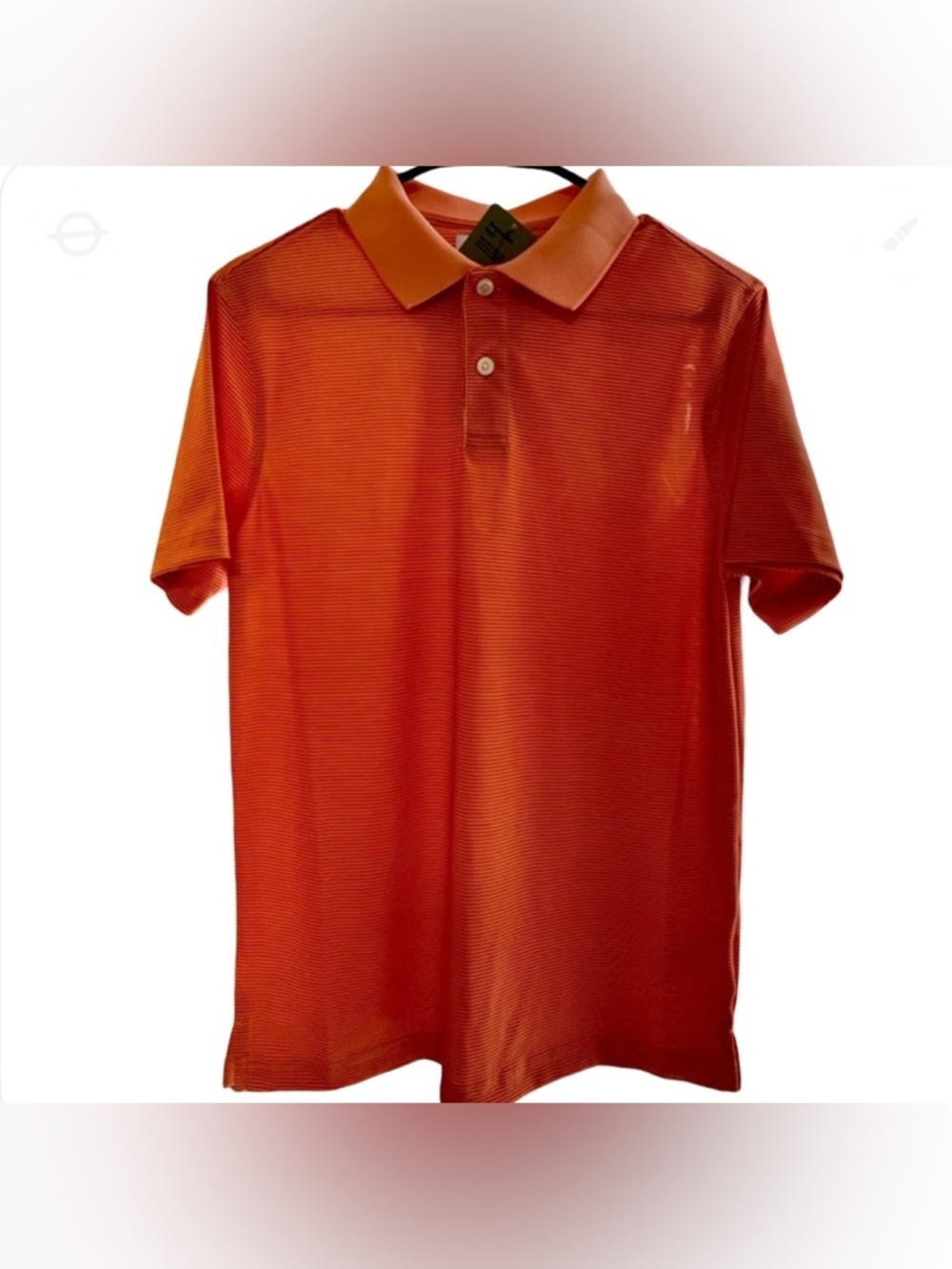 NWT- Small Orange Stripped
Mens Classic polo
Tennis- golf active shirt-